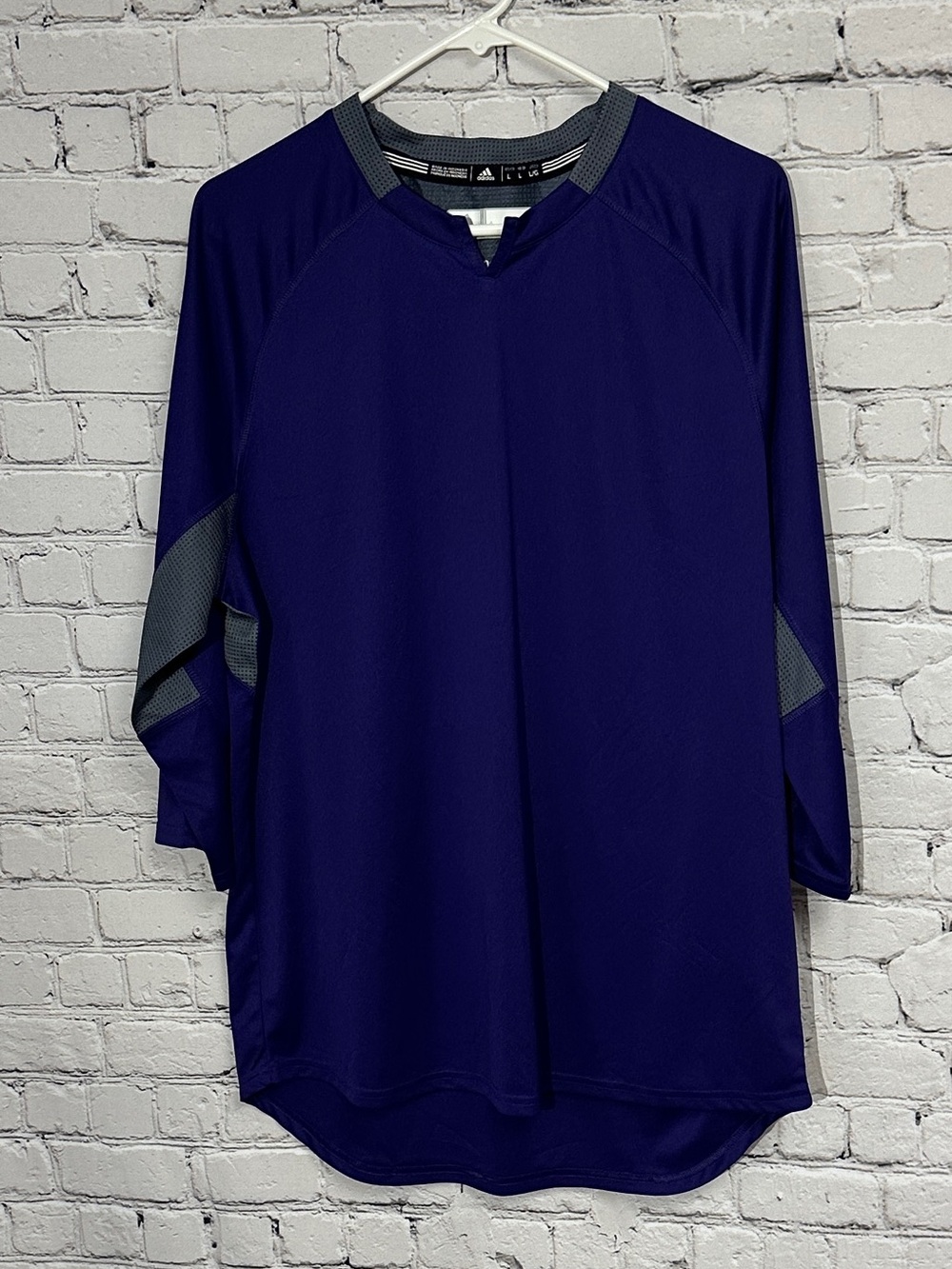 adidas climalite Purple 3/4 Sleeve Athletic Tee with Gray Accents